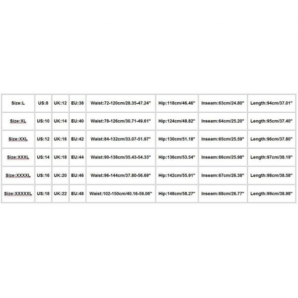 Plus Size Leggings Chart