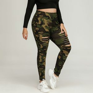 Plus Size Camouflage Leggings for Women
