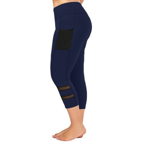 Blue Plus Size Leggings with Pockets