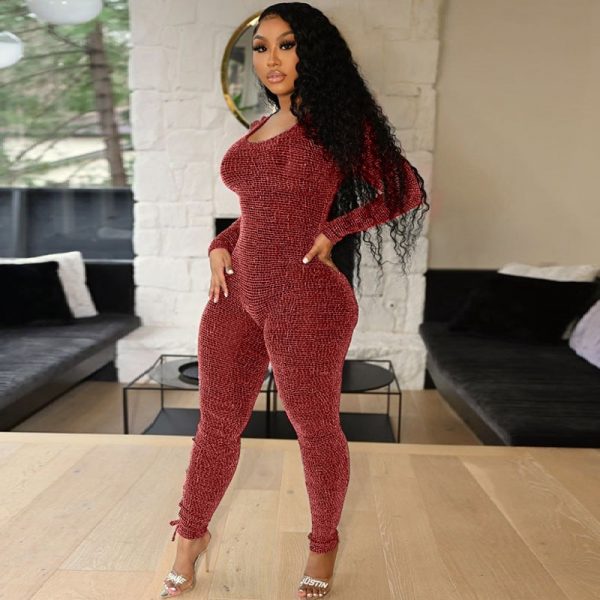 Lace Up Back Bodysuit Wine Red