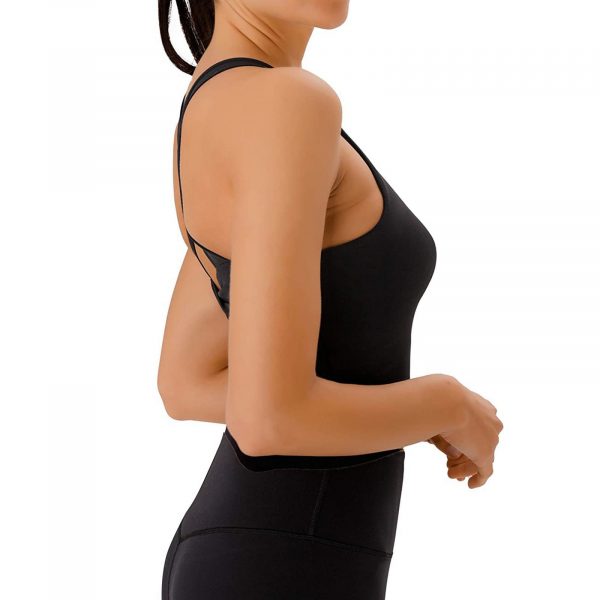 Cross Back Sports Bra Black Side
